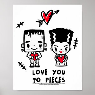 Poster Amour à vous à Morceaux Couple de Monstres Gothiqu