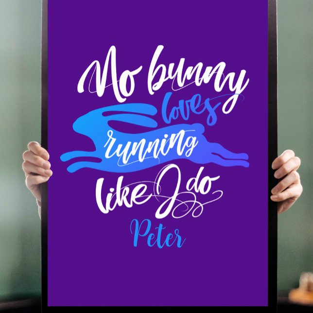 Poster Amour Amoureux Courez Bunny Avec Typographie Bleue (Créateur téléchargé)