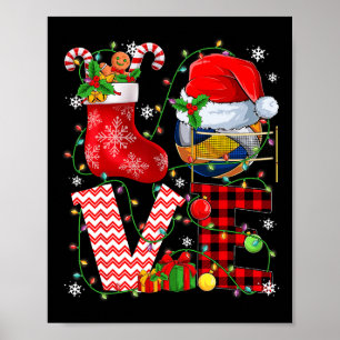 Poster Amour amusant Volleyball Bal Santa Hat Christmas L