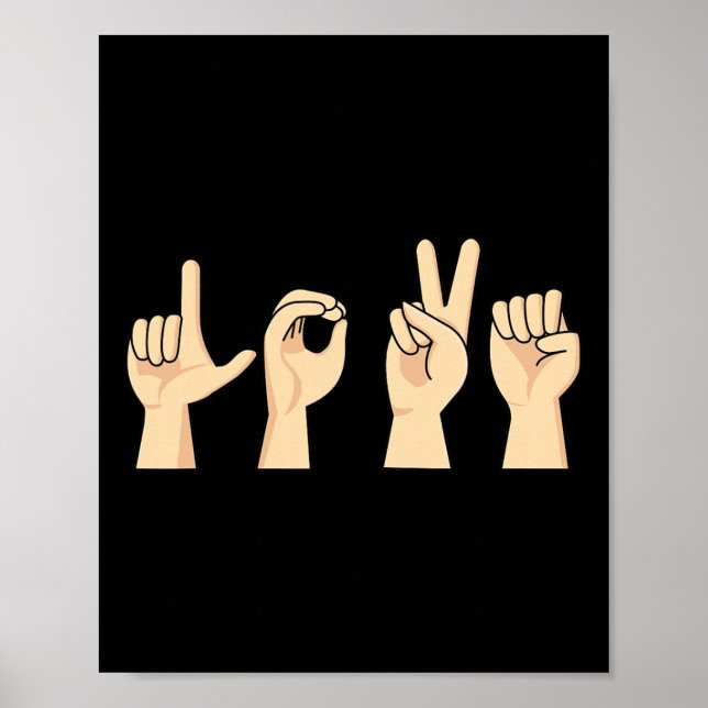 Poster Amour ASL Valentines Jour Mignonne Langue des Sign (Devant)