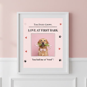 Poster Amour au premier aboiement Chien personnalisé