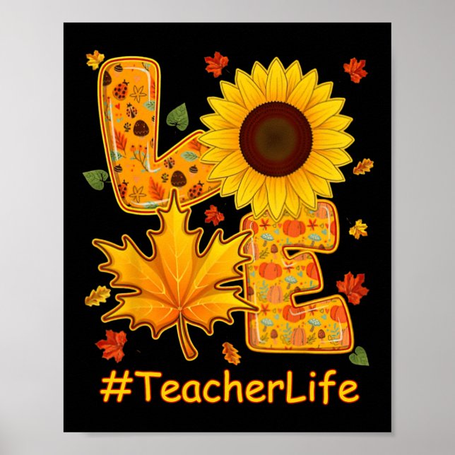 Poster Amour Automne Tournesol Enseignant Vie Te (Devant)