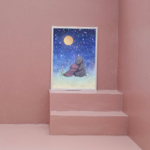 Poster Amour, bébé hippopotame et sa mère