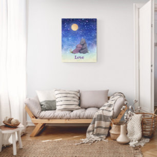 Poster Amour, bébé hippopotame et sa mère