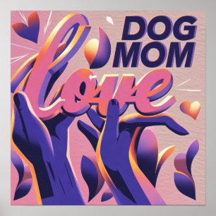 Poster Amour Chien maman rose pourpre