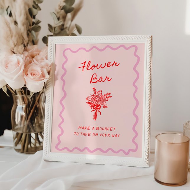 Poster Amour dans la barre de fleurs rouge rose en fleur (Créateur téléchargé)