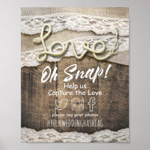 Poster Amour de corde rustique de campagne mariage instan