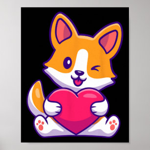 Poster Amour de Corgi Mignon Vêtements Décontractés pour