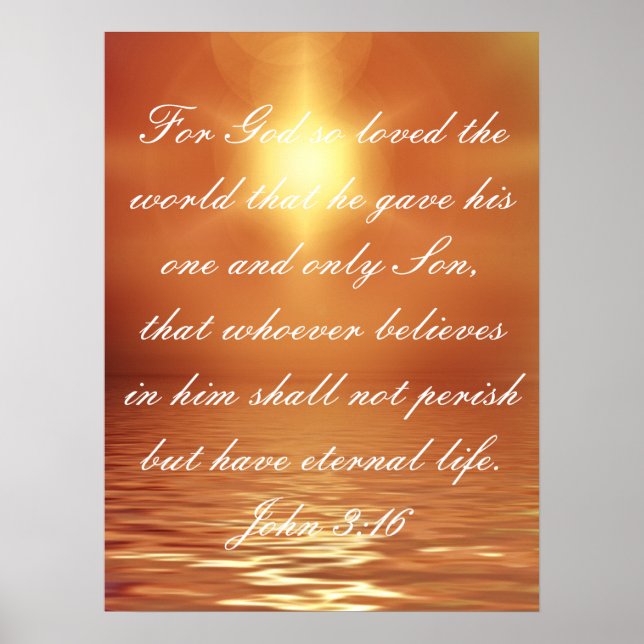 Poster Amour de Dieu verset de la Bible Jean 3:16 (Devant)