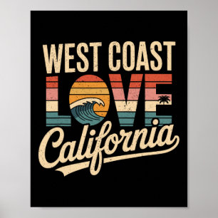 Poster Amour de la côte ouest Californie Rétro Surf Solei