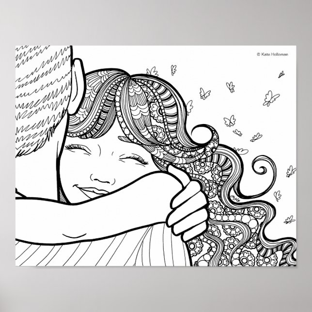 Poster Amour de la fille - Line Art Portrait (Devant)