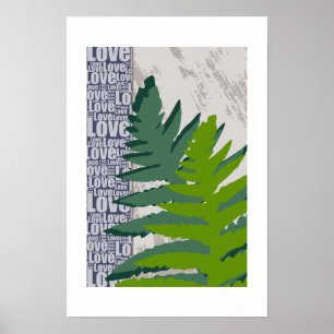 Poster Amour de la nature Feuilles de fougère stylisées b