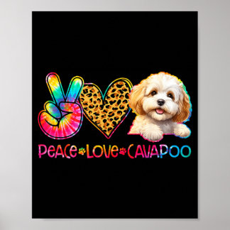 Poster Amour de la paix Cavapoo Tie-Dye Amoureux des chie
