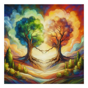 Poster Amour de l'arbre du coeur