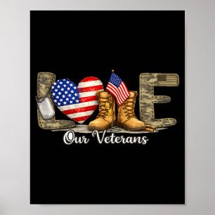 Poster Amour de notre drapeau américain militaire fier jo