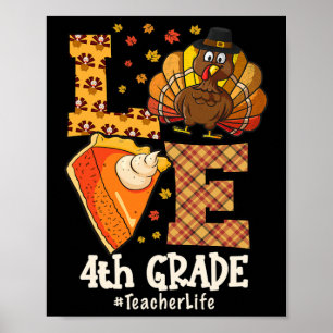 Poster Amour de Thanksgiving Enseignant de 4e année Dinde
