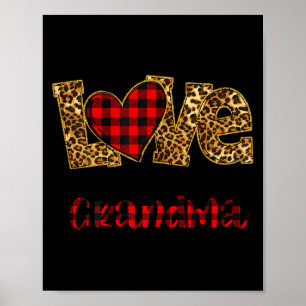 Poster Amour d'être appelée grand-mère léopard carreaux r