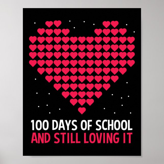 Poster Amour Du Coeur 100 Jours De Cadeau De L'École Pour (Devant)