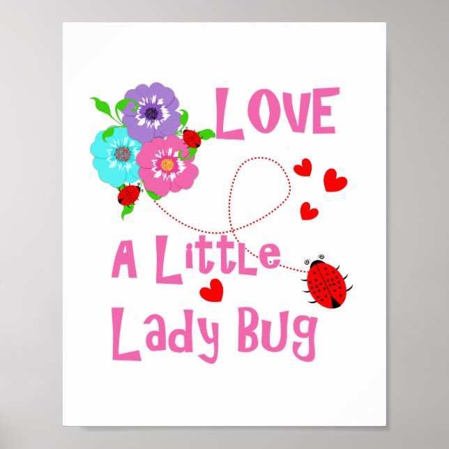 Poster Amour d'un petit bug dame Enfants mignons (Devant)