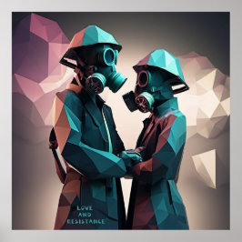 Poster AMOUR ET RÉSISTANCE Isométrique Faible Poly