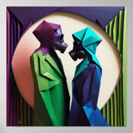 Poster AMOUR ET RÉSISTANCE Origami Vibrant