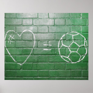 Poster Amour = Football tiré à la craie sur le mur