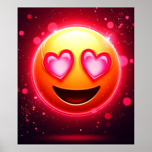 Poster Amour Frappé Coeurs Emoji