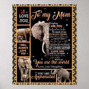 Poster Amour maman Lettre À Ma Mère Vous Êtes Le Monde