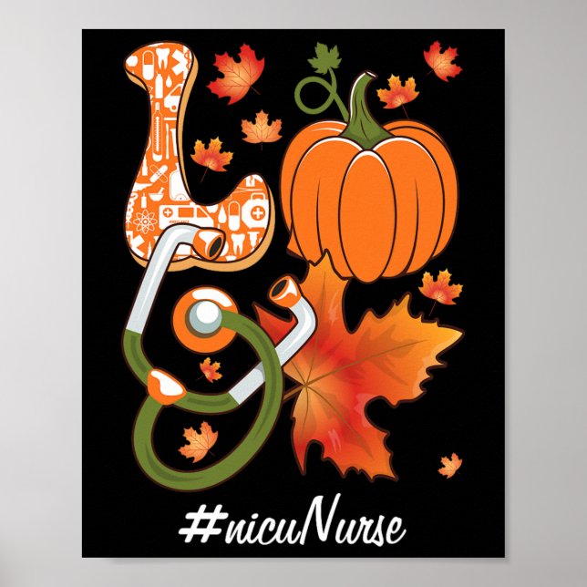 Poster Amour NICU Infirmière Néonatal Automne Automne Cit (Devant)
