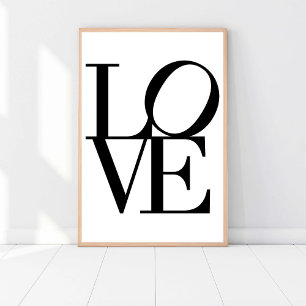 Poster AMOUR, noir et blanc, Art moderne Chic Glam