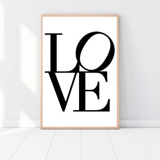 Poster AMOUR, noir et blanc, Art moderne Chic Glam