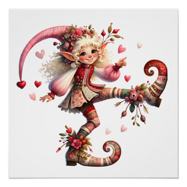Poster Amour Précieux - Valentine Elf caractères thème (Devant)