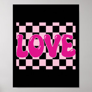 Poster Amour Rétro Cœur à Carreaux Groovy Amour Rétro Sai