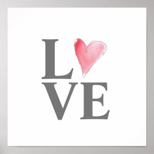 Poster AMOUR Sweet Heart Pink Art intemporel Valentine