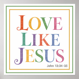 Poster Amour vibrant à l'aquarelle comme Jésus Citation b