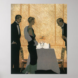Poster Amour vintage et romance, Couple Dîner Élégant