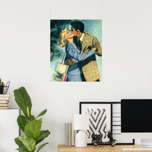 Poster Amour vintage et romance, Danse de Noël