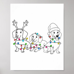 Poster Amoureux de chien Dachshund Noël Lumière Xmas Doxi