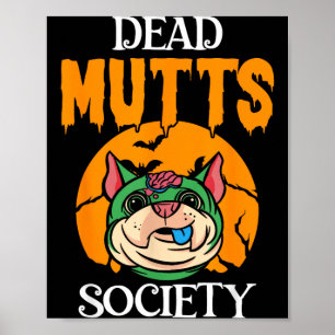 Poster Amoureux de chiens zombies drôles cerveau Hallowee