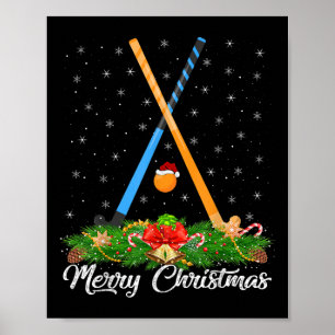 Poster Amoureux de hockey sur gazon Chapeau de Père Noël