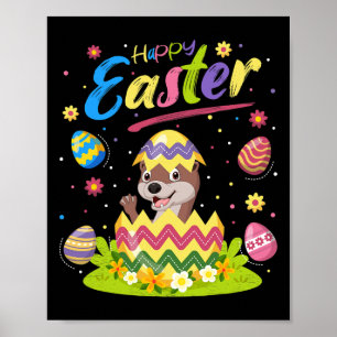 Poster Amoureux de la loutre Funny Pâques Loutre Joyeuses