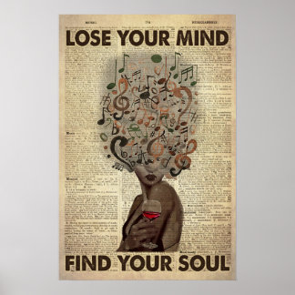 Poster Amoureux De La Musique Et Du Vin Perdez Votre Espr
