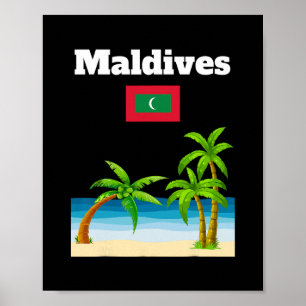 Poster Amoureux de la plage des Maldives Voyage Souvenir