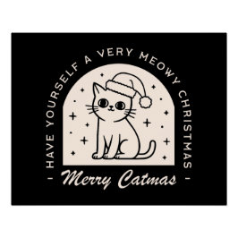 Poster Amoureux de les chats drôles voeux de Noël noir