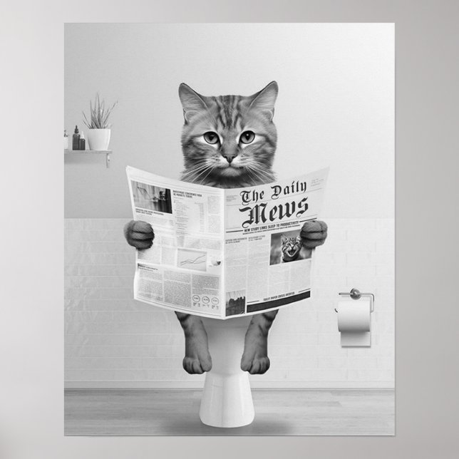Poster Amoureux de les chats Salle de bain Mur Art, Chat  (Devant)