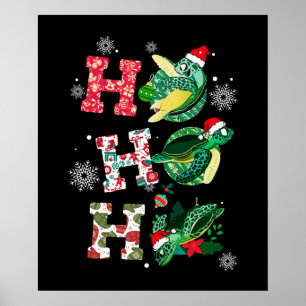 Poster Amoureux de Noël de tortue drôle