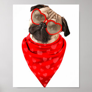Poster Amoureux de Pug - Cadeau Saint-Valentin Petit Ami