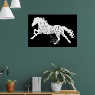 Poster Amoureux des animaux Floral Horse