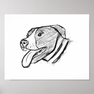 Poster amoureux des animaux photo de chien tiré à la main