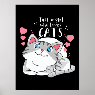 Poster Amoureux des chats Juste Une Fille Qui Aime Le Cha